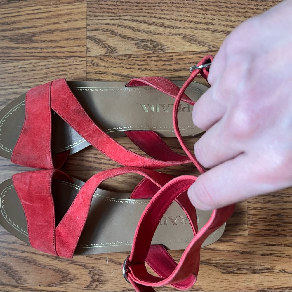 Prada red suede sandals - size 37